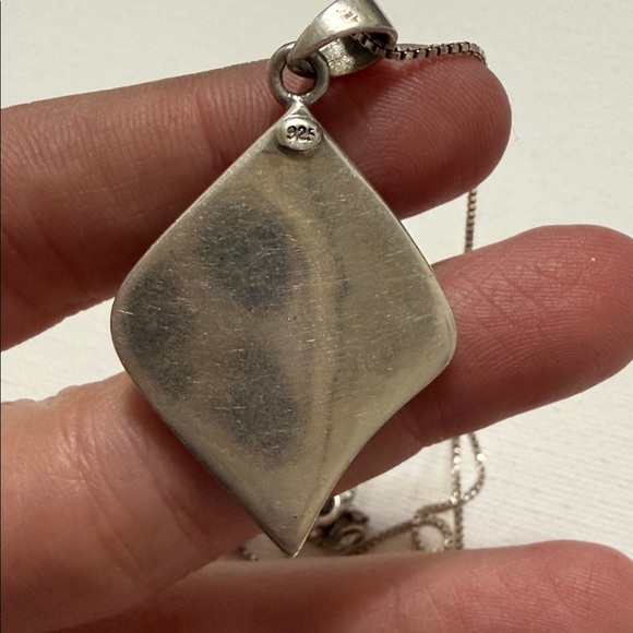 Elegant Sterling Silver 925 Abalone Pendant Necklace size 24’ in chain - Picture 6 of 12